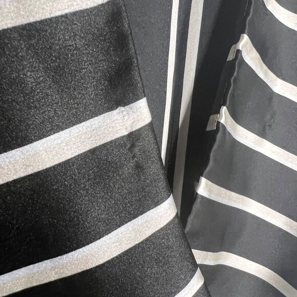 Missguided Black White Stripe Satin Long Sleeve Front Tie Top 10 - Picture 7 of 12